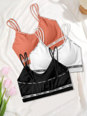 Padded Wire-Free Sports Bra for Women (3-Pack)