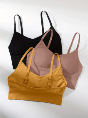 "Women's Cotton Lightly Padded Wire-Free Sports Bra Pack of 3 – Full Coverage, Size 28 to 34, Free Size by Mahavir Secrets"