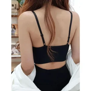 Covian Women's Lace Solid Padded Full Cup Wire Free Bralette Bra - Black