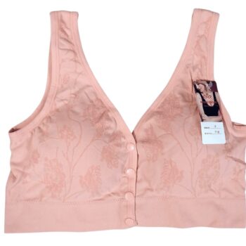 Plus Size Front Open Wireless Floral Bra – Soft Cotton Comfort for Women (Style 718#)