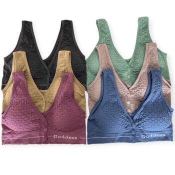 Goddess Women’s Wireless Front-Closure Textured Bra – W034 (Assorted Colors)