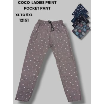 COCO Women's Printed Cotton Pocket Pants (XL to 5XL) – Comfortable & Stylish Lounge Wear
