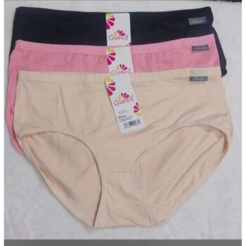 Women's Soft Cotton Panties Pack of 3 (Black, Pink, Beige) – Comfortable & Breathable