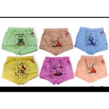 Kids Cotton Printed Long Panty / Bloomer – Pack of 6 (Multicolor)