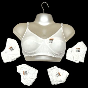 Lycra-W Women's White Cotton Lingerie Bra – Pack of 2 (Size 30-40)