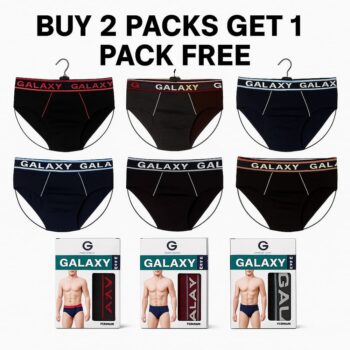 Galaxy Men's Cotton Briefs Combo – Buy 2 Box Get 1 Free (1 Box = 2 Pcs, Total 6 Pcs) | Comfortable Stretch Fit Underwear for Men