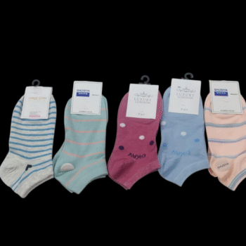 Women’s Premium Ankle Socks – Soft Cotton, Striped & Polka Dot Design (Pack of 5)