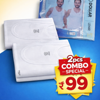 Dollar Lehar Men’s Cotton Banyan 2 Pcs Combo – Premium White Vest @ ₹99