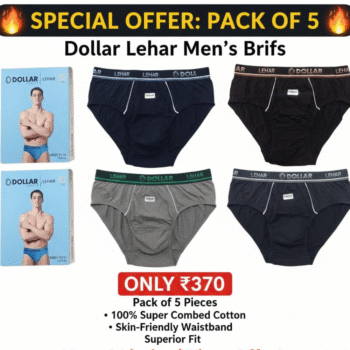 Dollar Lehar Men's Cotton Briefs - Pack of 5 (Assorted Colors)