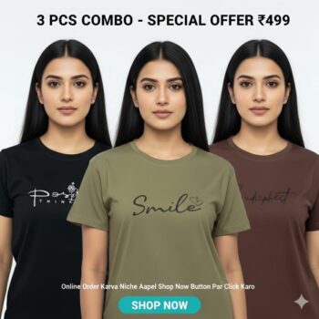 Women’s Printed Cotton T-Shirt Combo Pack (3 Pieces) – Casual Wear for Daily Use